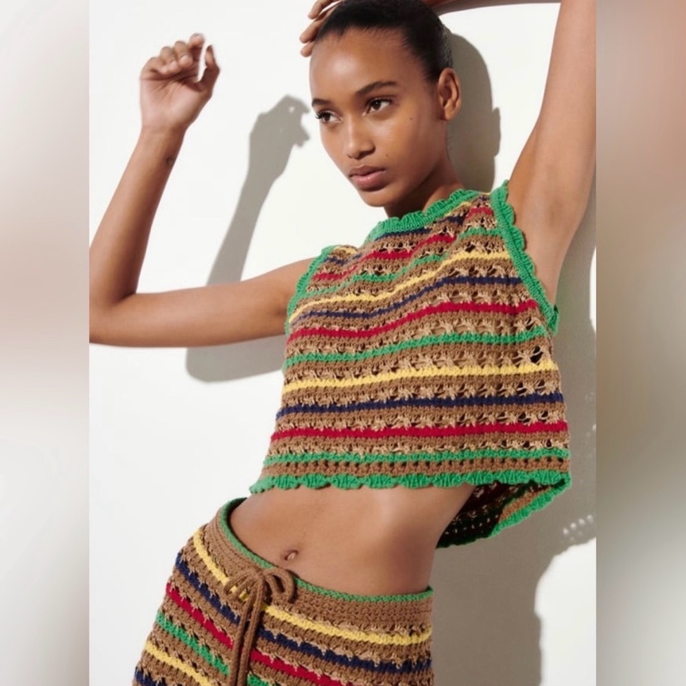 Zara Crochet Crop Top Sz M